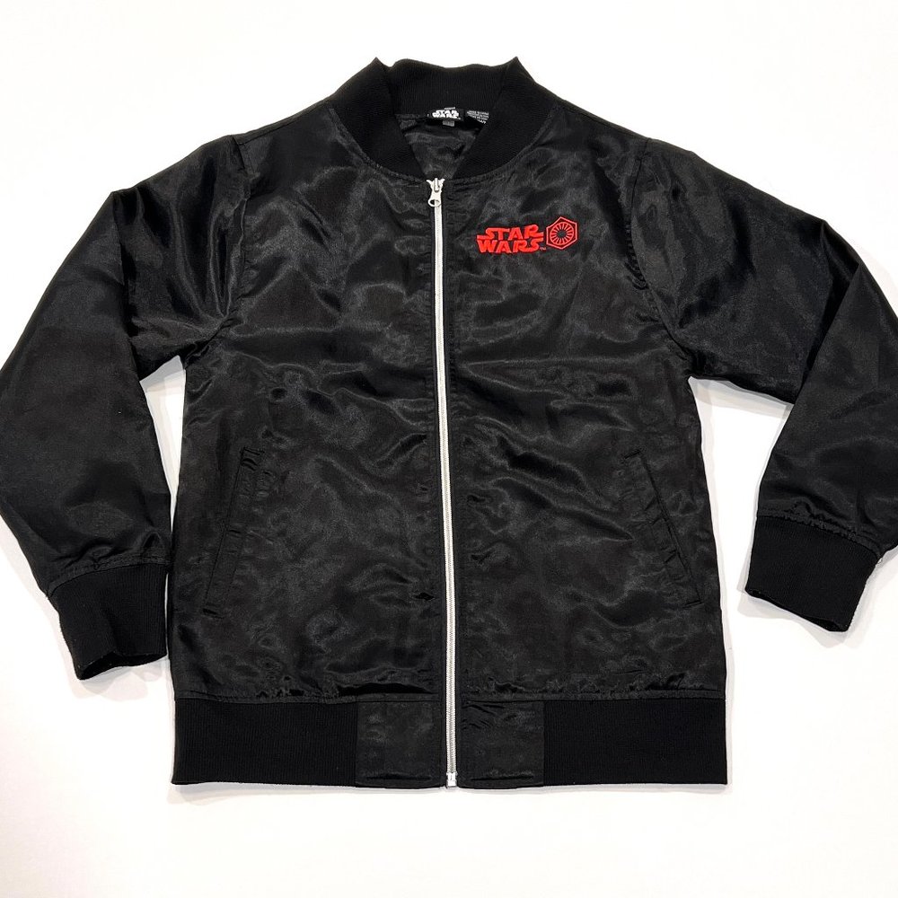 EUC Star Wars x Mad Engine - Satin Black Tie Fighter Jacket - Youth Medium